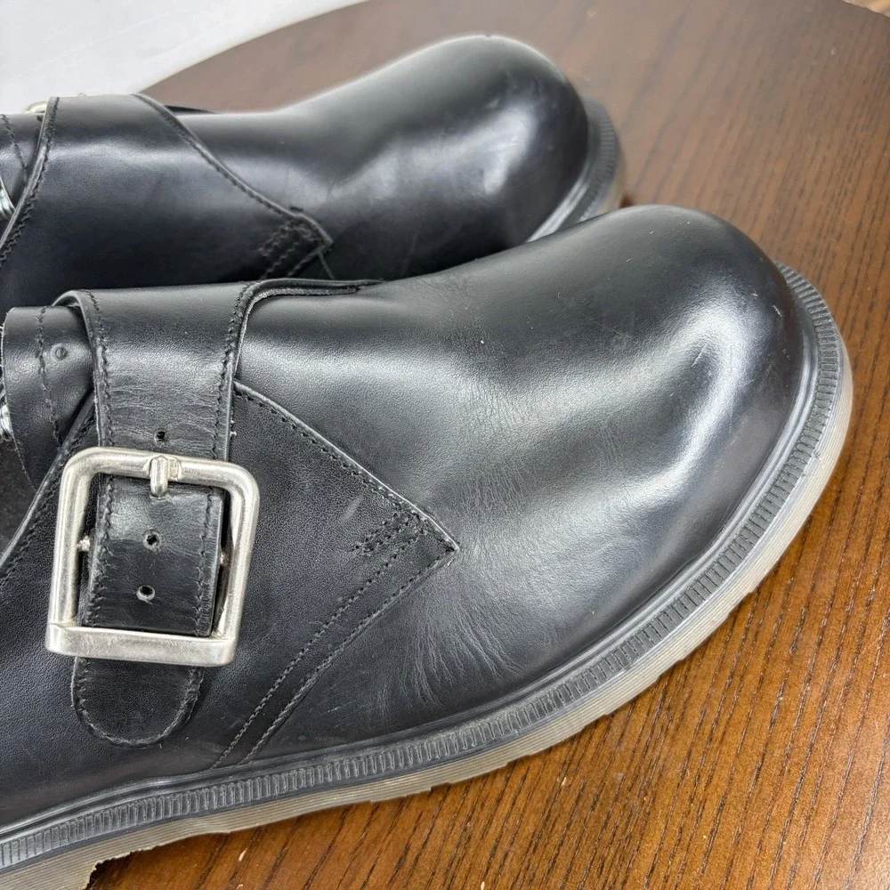 Dr. Martens The Original Shoes Men's 9 Black Leather Monk Steel Toes Work Buckle
